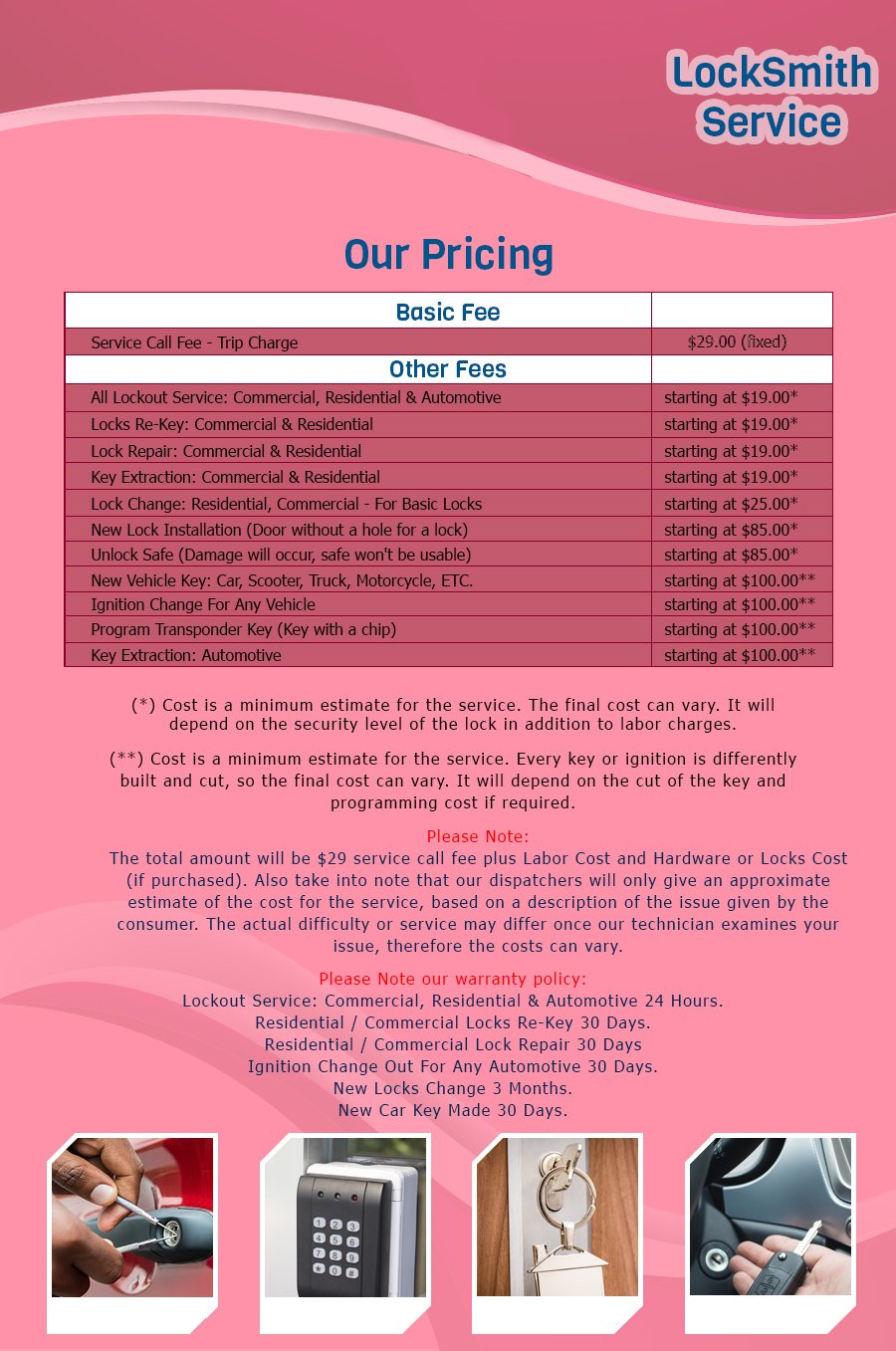 Brighton Lock And Key Price List